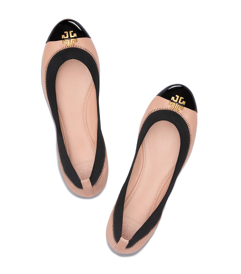 Tory Burch Jolie Two tone Ballet Flat in Black Lyst Canada